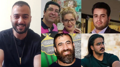 Im Iran von der Todesstrafe bedroht: Toomaj Salehi, Hamid Ghare-Hasanlou und Farzaneh Ghare-Hasanlou, Ebrahim Rigi, Akbar Ghafari, Majidreza Rahnavard (v.l.n.r.). © privat